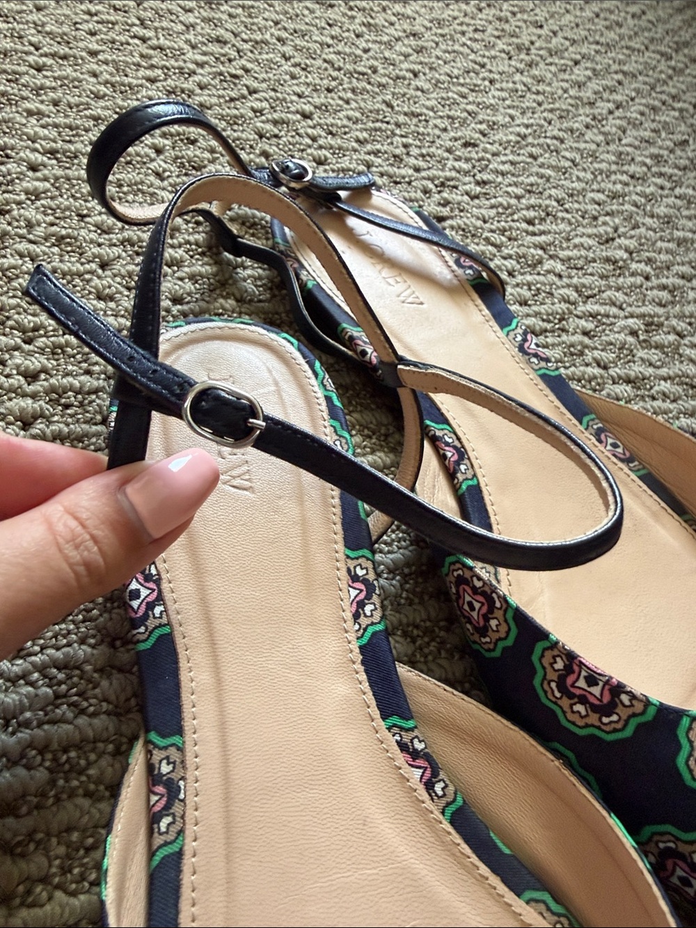 J. Crew - Women’s Navy Patterned Slingback Flats with Blue Tassel - Picture 6 of 6